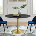 thumbnail image 2 of Dining Table, Round, Artificial Marble, Metal Steel, Gold Black, Modern Contemporary Urban Design, Kitchen Room Cafe Bistro Restaurant Hospitality, 2 of 6