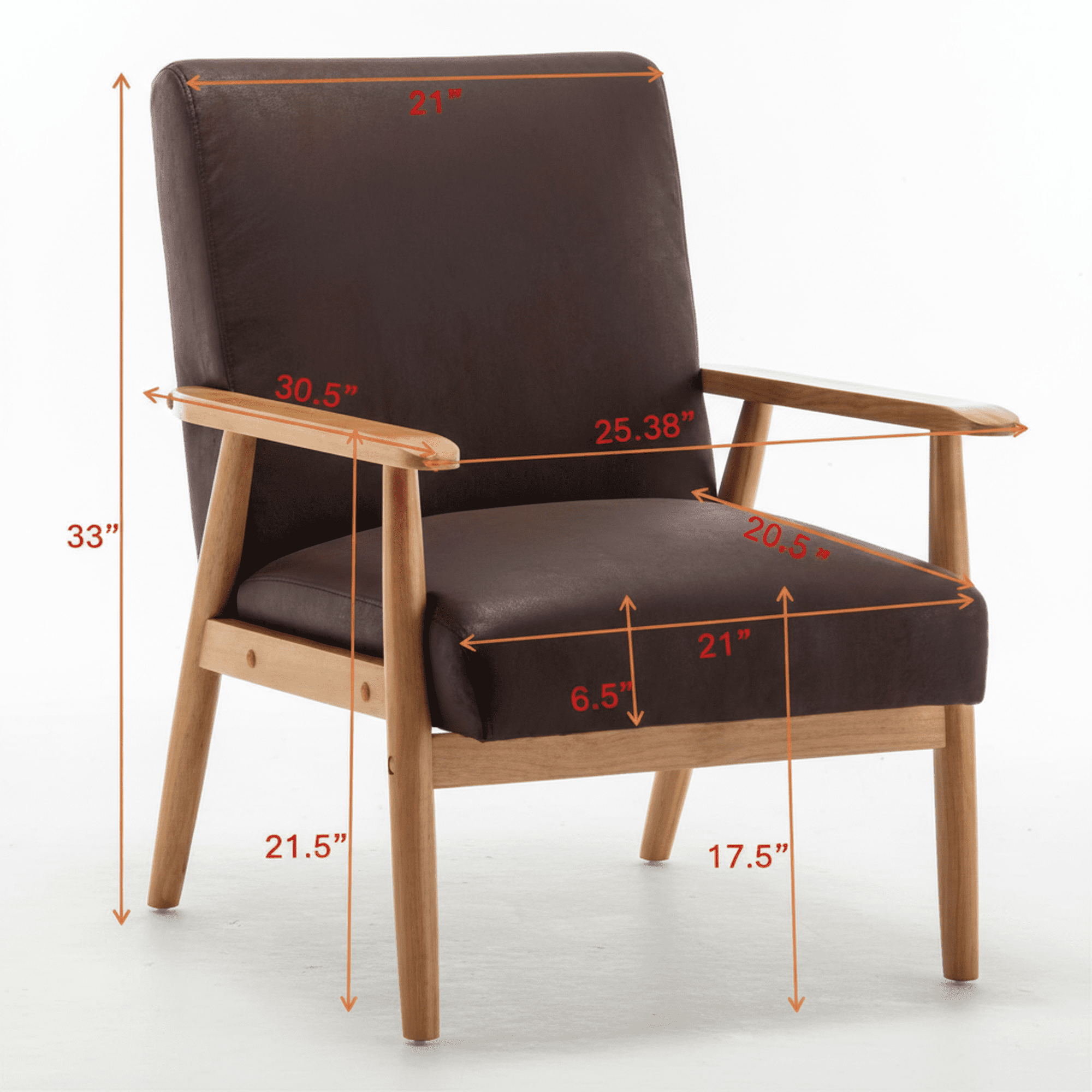 MOONMISS Mid-Century Modern Arm Chair,Classic Vintage Open-Framed Accent Chair,Gray