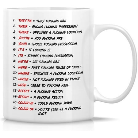 

Funny Mug - Grammar Expletive and Rude 11 Oz Ceramic Coffee Mugs - Funny Sarcasm Sarcastic Motivational Inspirational birthday gifts for friends coworkers siblings dad or mom