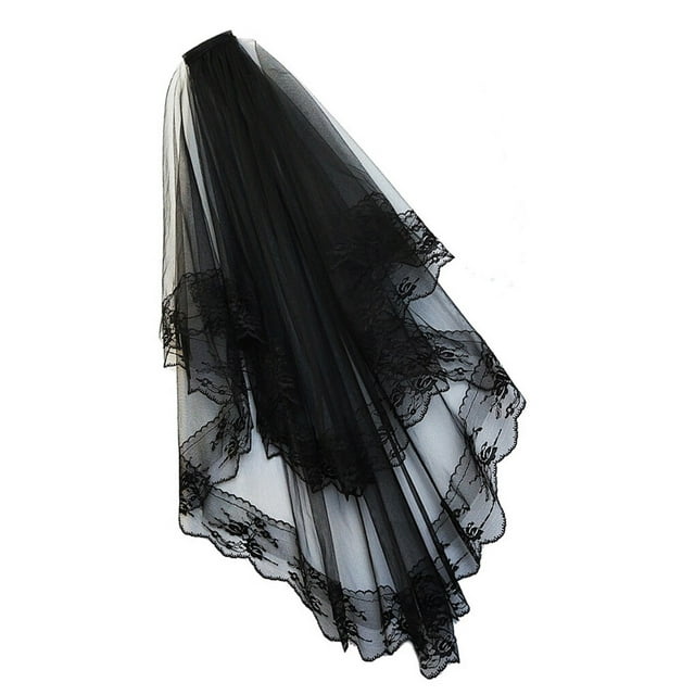 Accessoire de Robe de Mariée Voile Accessoire de Coiffe Élégant Léger Décoration de Robe de Mariée Dentelle Noir Blanc