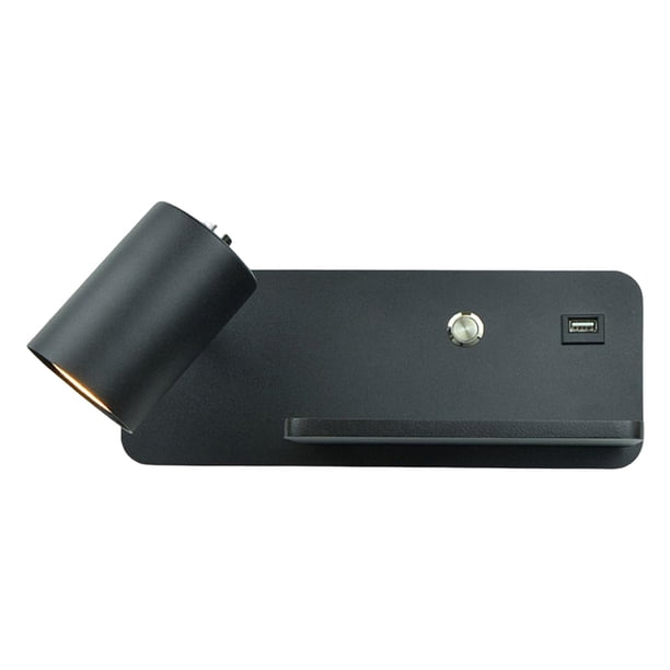 Greenhouseuuk - Foco LED Gu10 para interiores con puerto USB y carga inalámbrica Negro Izquierda