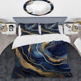 thumbnail image 2 of Designart "Abstract Illusion Blue and Gold Marble II" Abstract Marble Bedding Covert Set - Abstract Blue Modern Bed Set With 2 Shams, 2 of 6