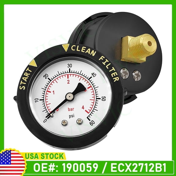 For Pentair FNS Nautilus 190059 Back/Rear Mount Pressure Gauge 0-60 1/4"