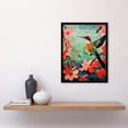 thumbnail image 4 of Hummingbird and Pink Hibiscus Flowers Colourful Textile Quilt Design with Spring Blooms Art Print Framed Poster Wall Decor 12x16 inch, 4 of 5