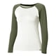 thumbnail image 5 of Top de manga larga slim fit con bloques de color para mujer: ligeramente corto, camisas informales elásticas de mezcla de poliéster, 5 of 5