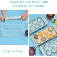 thumbnail image 3 of Ice Cube Tray with Lid, 3 Pack 2 INCH Round Ice Ball Maker, Easy Fill & Release Sphere Ice Ball Mold for Whiskey Cocktails Bourbon - Blue, 3 of 5