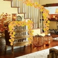 thumbnail image 6 of Btomtd 6.6ft Fall Garland with Simulation Maple Leaf and Rattan, Thanksgiving Greenery Garland for Stair Door and Wall, Fake Plants Wreath Halloween Decoration for Garden Home, Yellow-D, 6 of 6