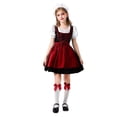 thumbnail image 2 of Kids Lace Maid Oktoberfest Costume Dress, Short Sleeve Girls Summer Festival Casual Apparel Dresses for Little Girls 3-11 Years Wine 9-10 Years, 2 of 8