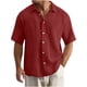 thumbnail image 1 of Camisa de Manga Corta Botón de los Hombres Casual de Color Sólido Botón Cardigan Bolsillo de Manga Corta Turndown Cuello Blusa, Poliéster, 1 of 5