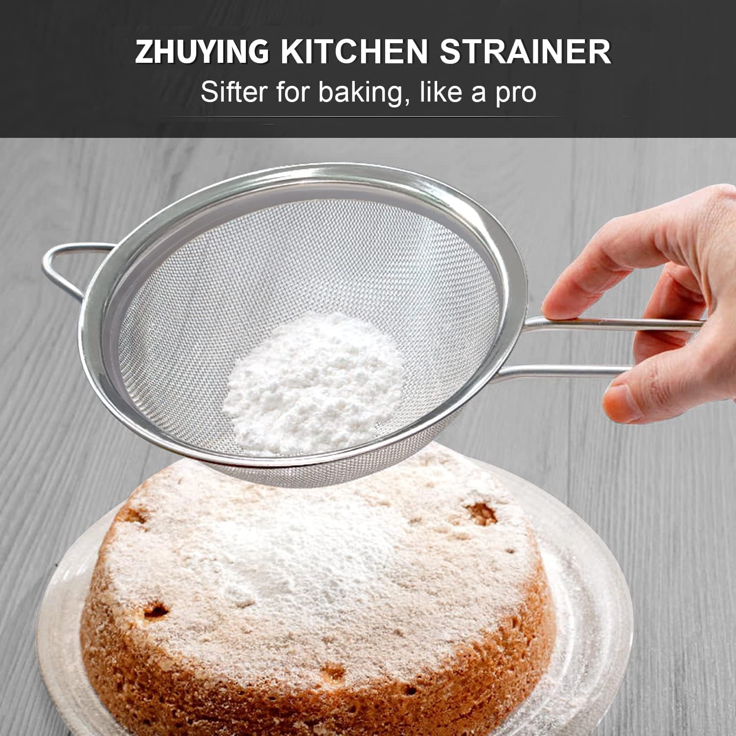 ZHUYING Fine Mesh Strainer 4PCS, Versatile Kitchen Strainer with Handle - 7", 5", 3.3", 2.8" Sieve Fine Mesh Stainless Steel, Metal Strainers and Sifters for Rice, Quinoa, Tea, Cocktail, Pasta, Juice