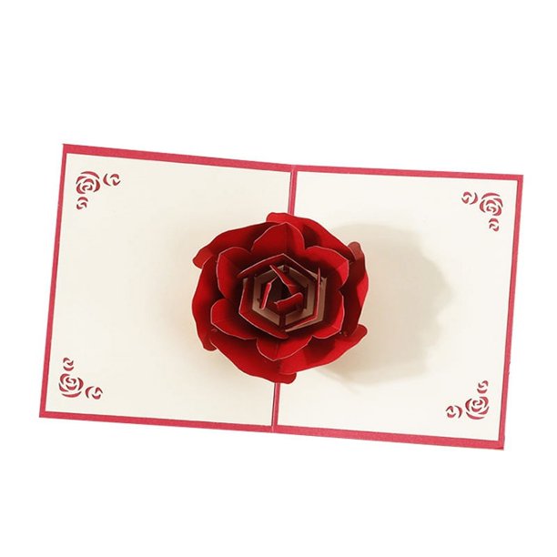 Tarjeta de felicitación del día de San Valentín Tarjetas románticas hechas a mano con rosas rojas para aniversario, boda, felicitaciones, cumpleaños o cualquier ocasión, 1 pieza