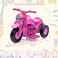 thumbnail image 3 of 6V Kids Ride on Bubble Car, Battery Powered Electric Motorcycle with Music Button and LED Headlight, 3 Wheels Motorbike Toys Gift for Toddler 3+ Boys Girls, Pink, 3 of 7