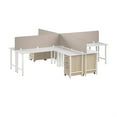 thumbnail image 2 of Hustle 4 Person L Shaped Desk with Drawers in White/Elm - Engineered Wood, 2 of 9