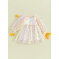 thumbnail image 3 of Girl Tutu Tulle Dress Toddler Butterfly Pattern Heart Print Long Sleeve Square Neck Mini Dress Little Girl Party Dress, 3 of 9
