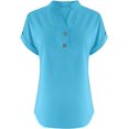 thumbnail image 4 of Xuboway Cotton linen tops for women Button Down Linen Shirt Short Sleeve Summer Casual Button Down V Neck Comfy Trendy Business Work Blouses, 4 of 4