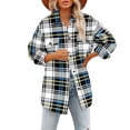thumbnail image 2 of Plaid Shacket Jackets Shirts for Women Long Sleeve Cardigans Lightweight Color Block Jacket Buttons Down Collar Plaid Shirts Loose Plus Size Flannel Jacket With Pocket, 2 of 6