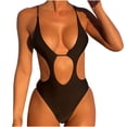 thumbnail image 2 of Teissuly Women's Sexy Solid Color Swimwear Slim Swimsuit Bikini Straped Swimsuits, 2 of 6