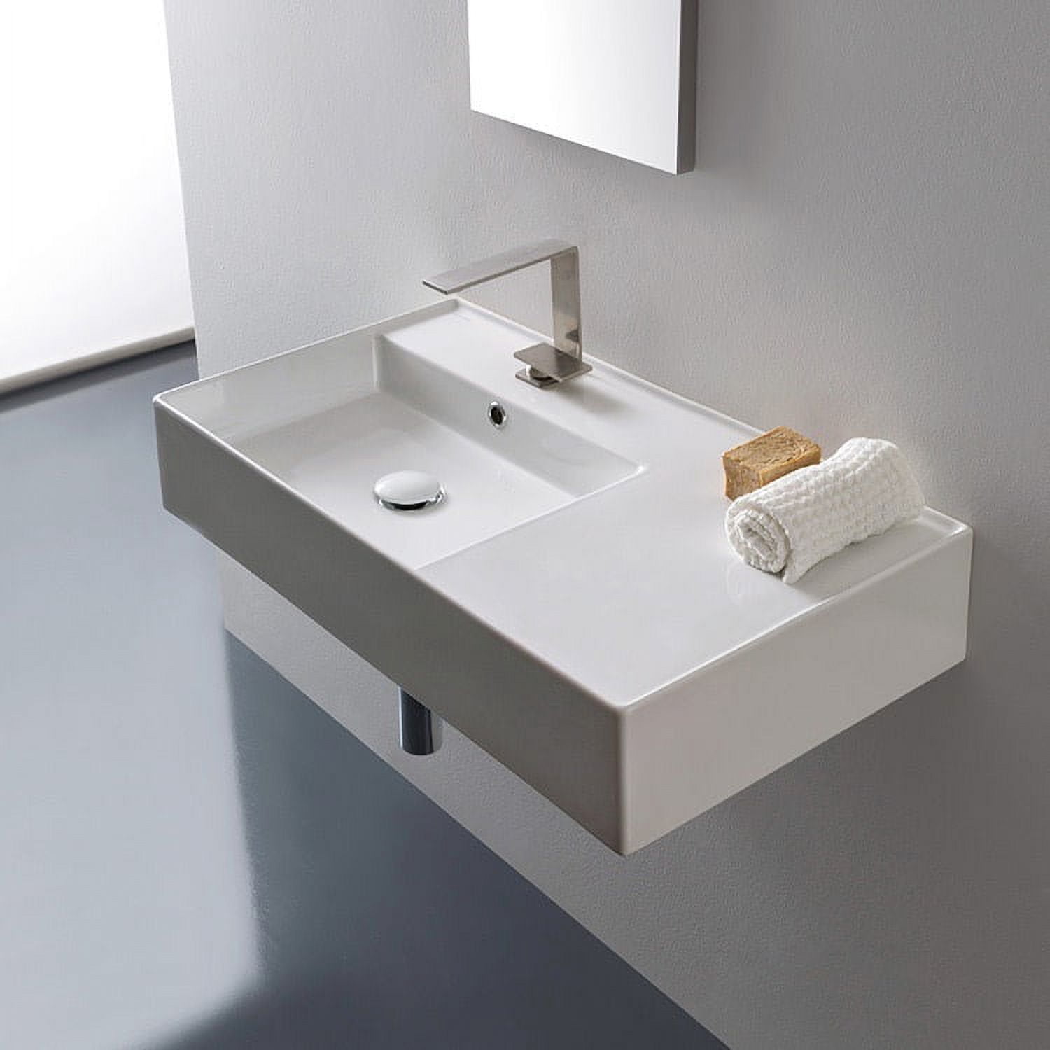 Nameeks Scarabeo 5115-Three Hole Scarabeo 32" Ceramic Wall Mounted Bathroom Sink - White