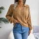 thumbnail image 2 of Moda mujer Casual solapa cuello sólido manga larga suelta suéter otoño blusa Tops Pompotops  hdfakjf10542, 2 of 8
