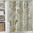 thumbnail image 6 of Chilfamy White Gold Tropical Palm Leaves Shower Curtain Abstract Banana Leaf Copper Chic Modern Botanical Plant Nature Aesthetic Bathroom Decor Waterproof White, 6 of 7