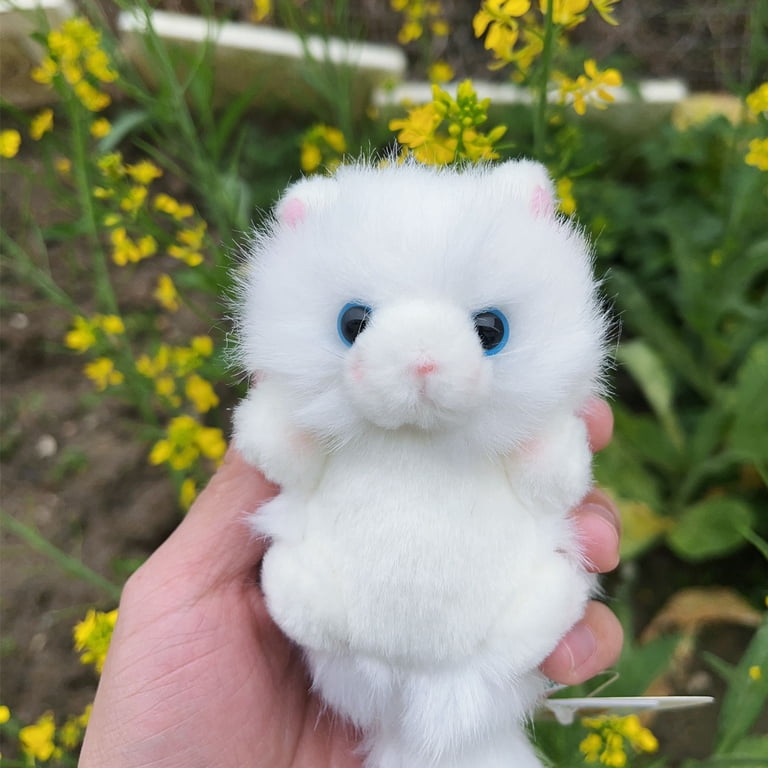 White Cat Plush Stuffed Animal Keychain for Kids Bag, Purse