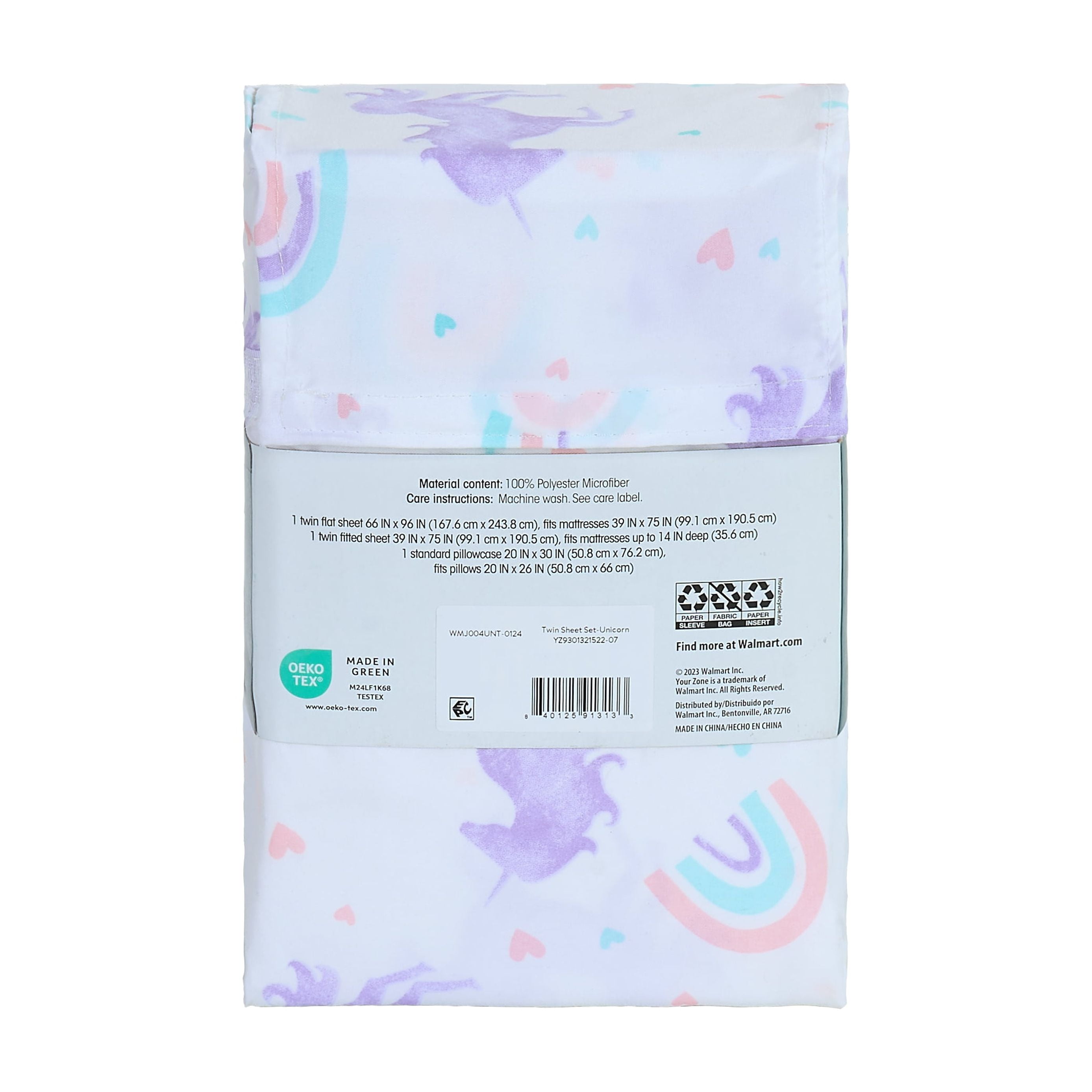 Your Zone 3-Piece Kids Soft Microfiber Sheet Set, Purple Unicorn, Twin