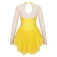 thumbnail image 5 of iiniim Girls Shiny Long Sleeve Lyrical Figure Ice Skating Dress Kids Mock Neck Mesh Ballet Gym Dancewear Size 6-16 Yellow 14, 5 of 7