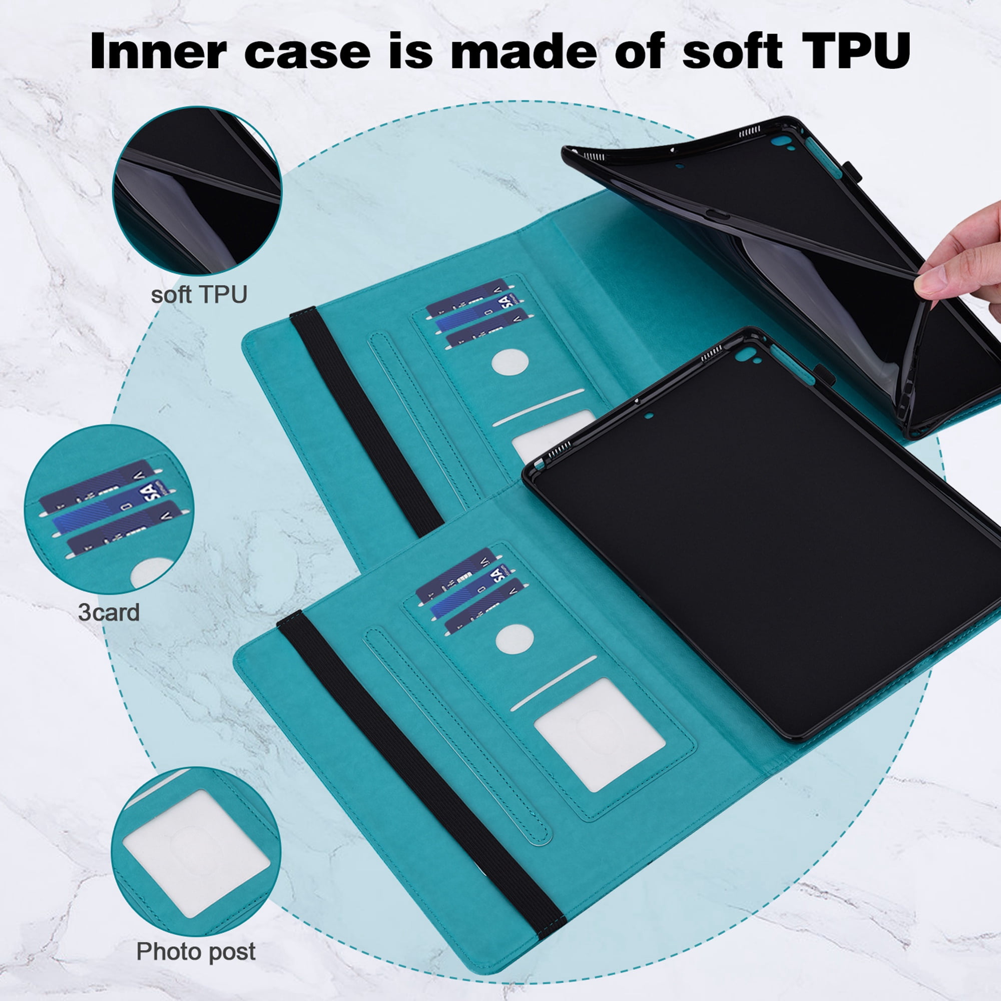 Allytech iPad 10th Gen Case, iPad 10.9" 2022 Case, PU Leather Butterfly Embossed Shockproof Auto Sleep Wake Pencil Holder Kickstand Elastic Band Protective Case Cover for Apple iPad 10th Gen 10.9"