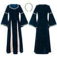 thumbnail image 3 of Teen Kids Girls Long Sleeve V-Neck Velvet A-Line Maxi Dress for Medieval Theme Party Halloween 14-16 Years, 3 of 4