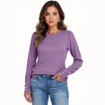 thumbnail image 5 of Nestiefly Womens 2026 Fall Sweaters Long Sleeve Tops Classic Crew Neck Pullover Sweaters Loose Dressy Casual Basic Clothes Light Purple S, 5 of 5