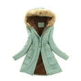 thumbnail image 1 of Women Solid Color Coat Button Down Overcoat Warm Winter Overcoat Long Sleeve Cardigan Fluffy Jacket Windproof Outer Coat, 1 of 7