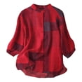 thumbnail image 1 of WEAIXIMIUNG Chemise en Lin à Col Rond Imprimé Boutons pour Femmes pour la Saint-Valentin Printemps et Été, 1 of 4