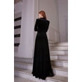 thumbnail image 3 of Black Bridesmaid Velvet Dress Wedding Evening Maxi Dress Long Sleeves Reception Gown Elegant Dress, 3 of 5