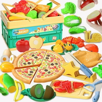 TOPFOX Play Food Set, Pretend Kitchen Accessories, Cuttable Fake