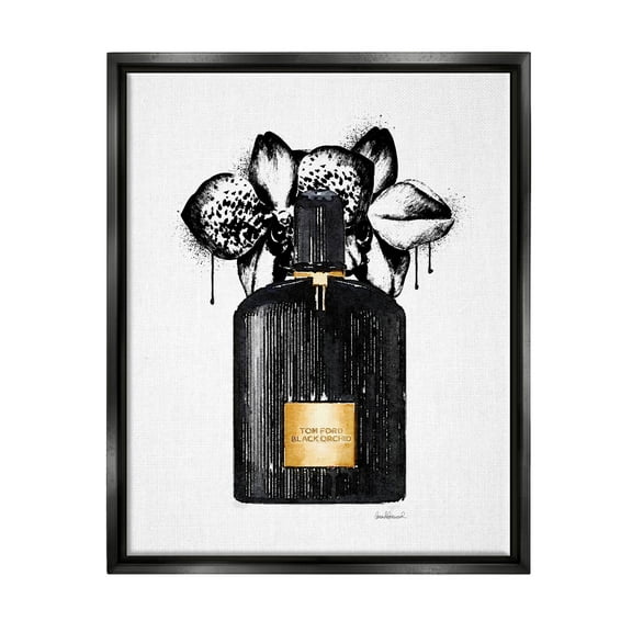 Glam Perfume Urban Drip Beauty & Fashion Graphic Art Jet Black Framed Art Print Wall Art