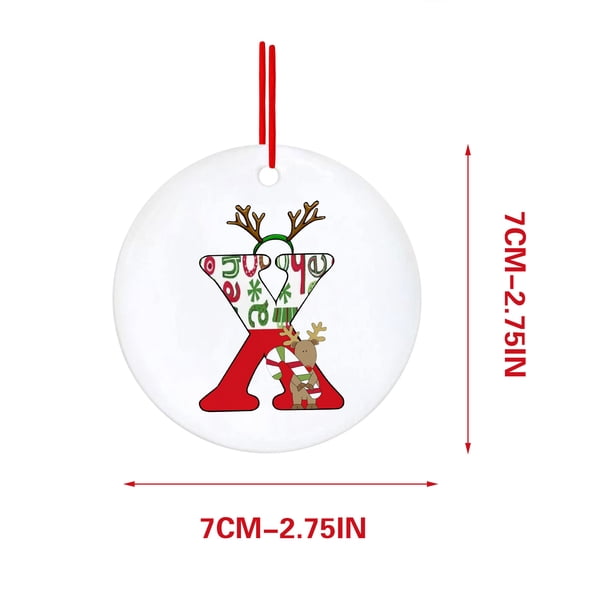 Decoraciones Del Árbol de Navidad con 26 Letras Del Alfabeto, Rojo Acrílico Fawn Colgante Ornamentos para el Hogar, Decoración Personalizada Del Árbol de Navidad para la Temporada de Vacaciones