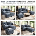thumbnail image 5 of BedLuxury Modular Sectional Sofa, Loveseat Sofa with Movable Ottomans, Sleeper Comfy Deep Seat Cloud Couch for Living Room, Blue, 5 of 8