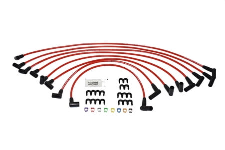 A-Team Performance Silicone Spark Plug Wires Set Compatible With SBF Small Block Ford Valve Cover Wires 221 255 260 289 302 351W BOSS 302 Fits HEI Distributor Caps Red 8.0mm 