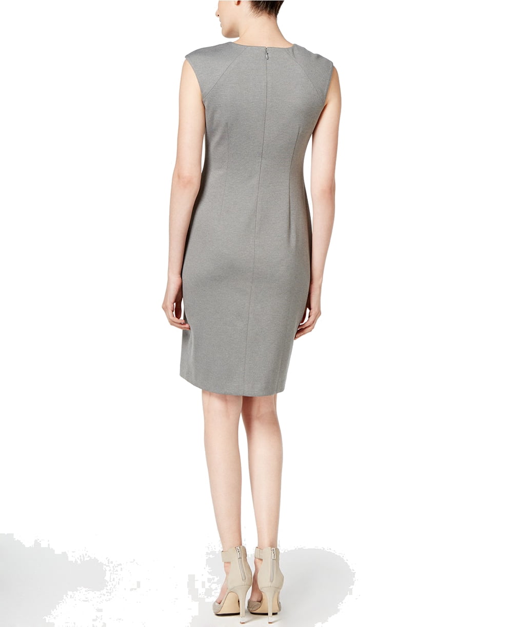 Calvin Klein Women's Horseshoe Neck Sheath Dress, Light Grey, 12 -  