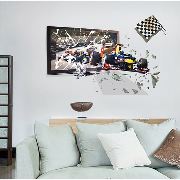 Stereoscopic Racing Car Wall Stickers Wall Decal DIY for kindergarten Living Room Children's Room TV Sofa Background Wall Art Decors