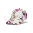 thumbnail image 2 of Low Profile Unstructured Floral Cap - White w/ Pink Flowers, 2 of 2