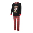 thumbnail image 3 of Pijamas familiares a juego con estampado de alces navideños, camiseta de manga larga y pantalón a cuadros elástico. Conjunto ideal para estar en casa o dormir. Pijama suave., 3 of 10