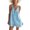 Sky Blue, variant on Eawtki Women's V Neck Spaghetti Strap Mini Dress Ruffle Trim Tie Front Loose Fit Casual Summer Beach Dress For Women