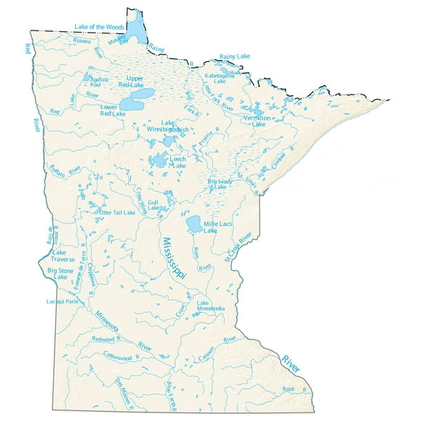 Map Of Minnesota Lakes Minnesota Lakes And Rivers - Large Map Vivid Imagery-20 Inch By 30 Inch  Laminated Poster With Bright Colors And Vivid Imagery-Fits Perfectly In  Many Attractive Frames - Walmart.com
