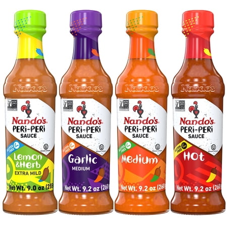 Nando's PERi-Peri Flavor Variety 4 pack: Lemon & Herb, Garlic, Medium, Hot