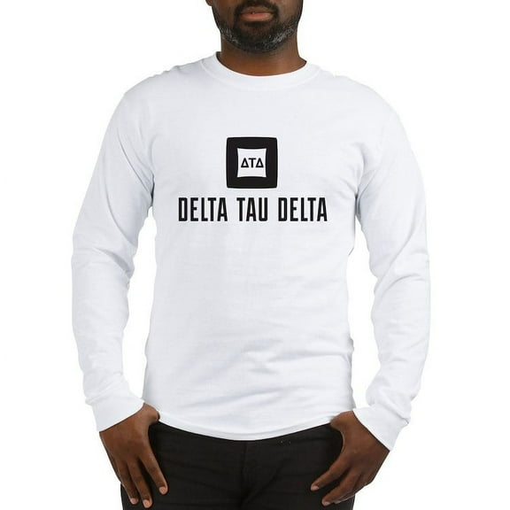 CafePress - Delta Tau Delta Black Stacked Signature Long Sleeve T Shirt - Unisex Cotton Long Sleeve T-Shirt