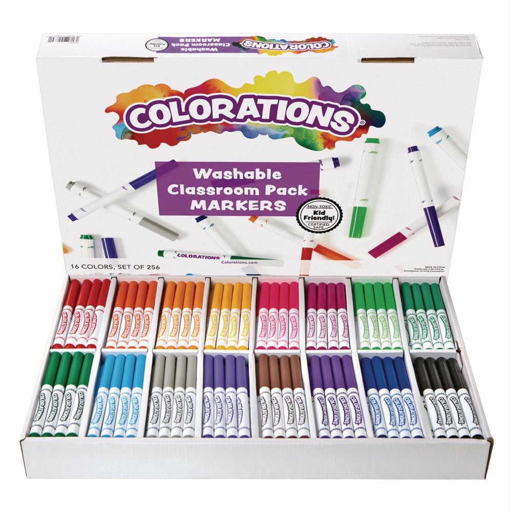 Colorations Washable Classic Markers Classroom Pack - Set of 256 (Item