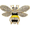 thumbnail image 1 of Broche de abeja esmaltado en tono dorado con diamantes de imitación para decorar cuellos, vestidos, suéteres, bufandas y chal., 1 of 2