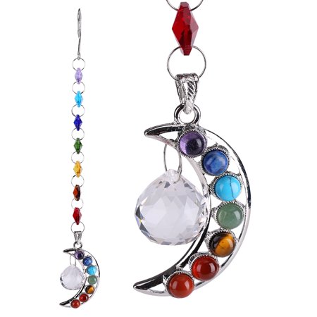 Hanging Crystal Garden Ornaments Crystal Pendant, Knifun Half-Moon Chakra Suncatcher Crystal Prisms Rainbow Ball Pendulum Pendants Hanging Decor Home Wedding Ornament ()