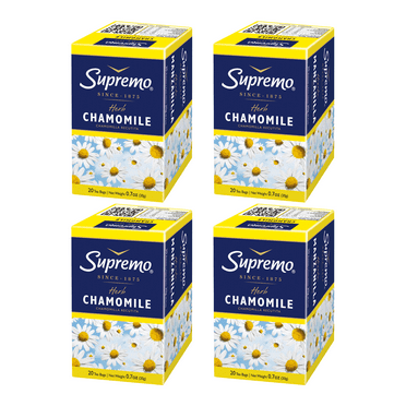 Supremo Herbal Infusion Chamomile [4 Pack] - 20 Tea Bags each, 80 Count